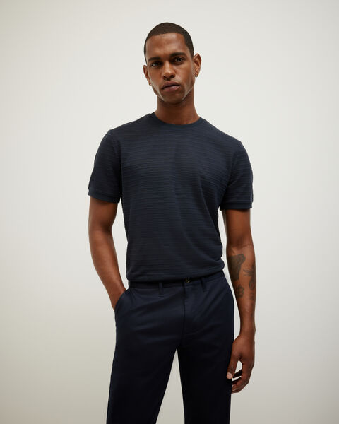 Stripe Jacquard Tee, Navy, hi-res